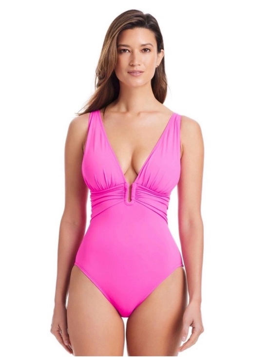 Bleu Rod Beattie Other - Bleu Rod Beattie Pink V-Neck One-Piece Swimsuit size 12